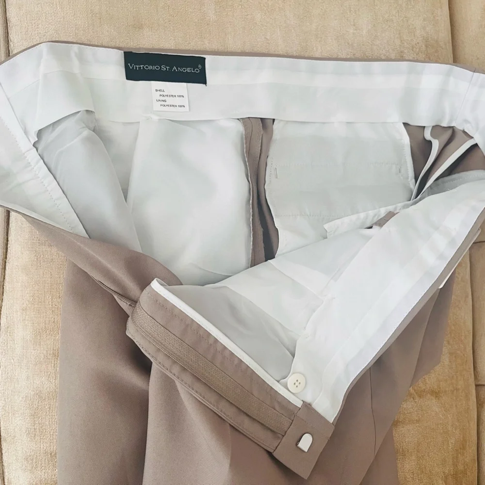 NEW Mens Vittorio St. Angelo Beige Cream 3 Button Suit Pants Size 42R 36W NWT
